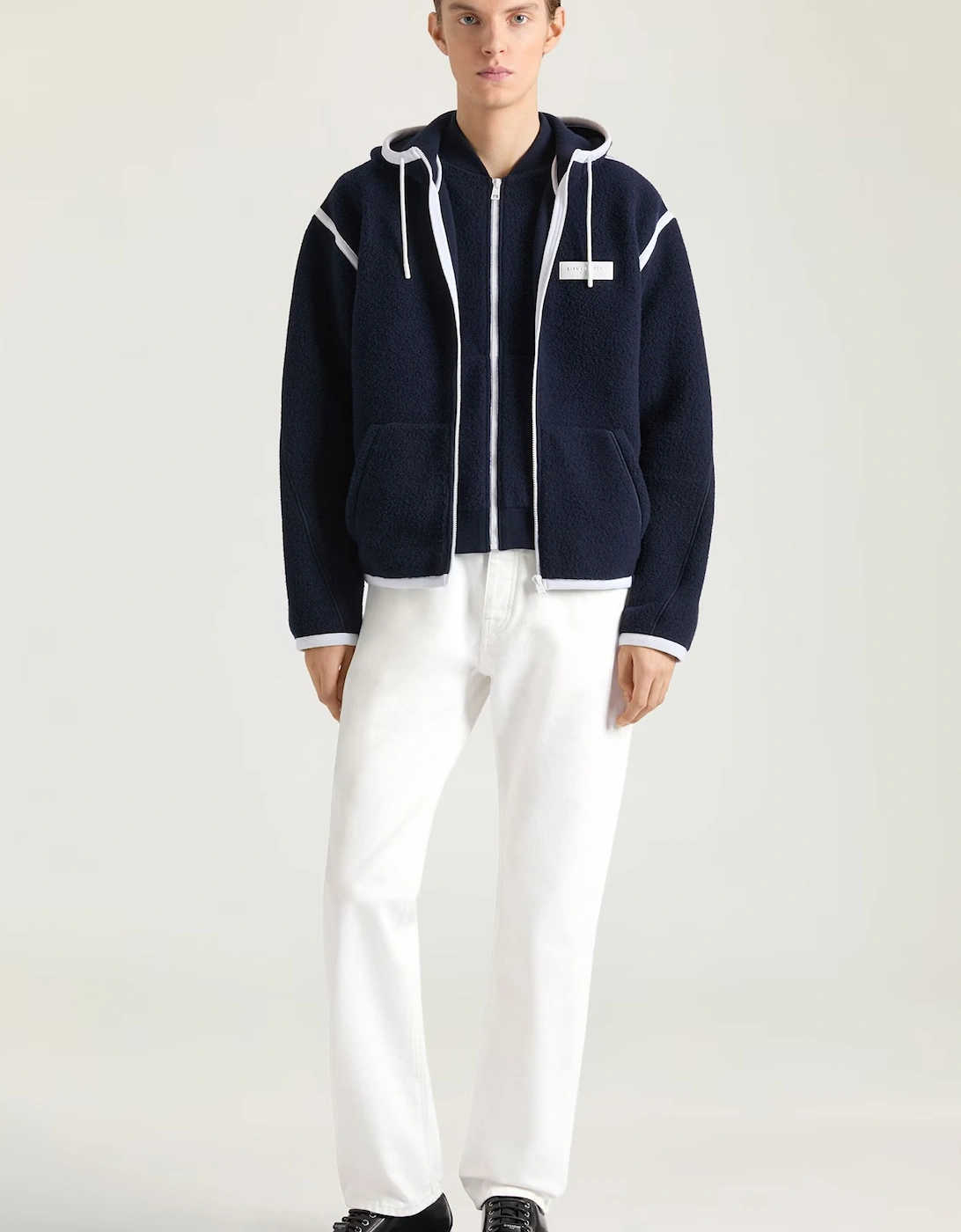 Drop Shoulder Wool Jacket Blue