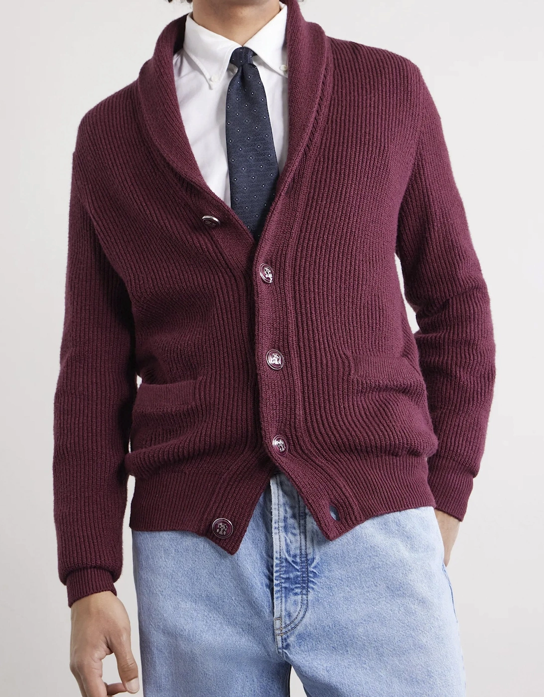Shawl Neck Cardigan Burgundy