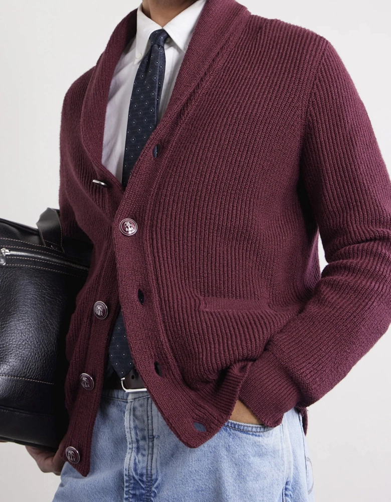 Shawl Neck Cardigan Burgundy