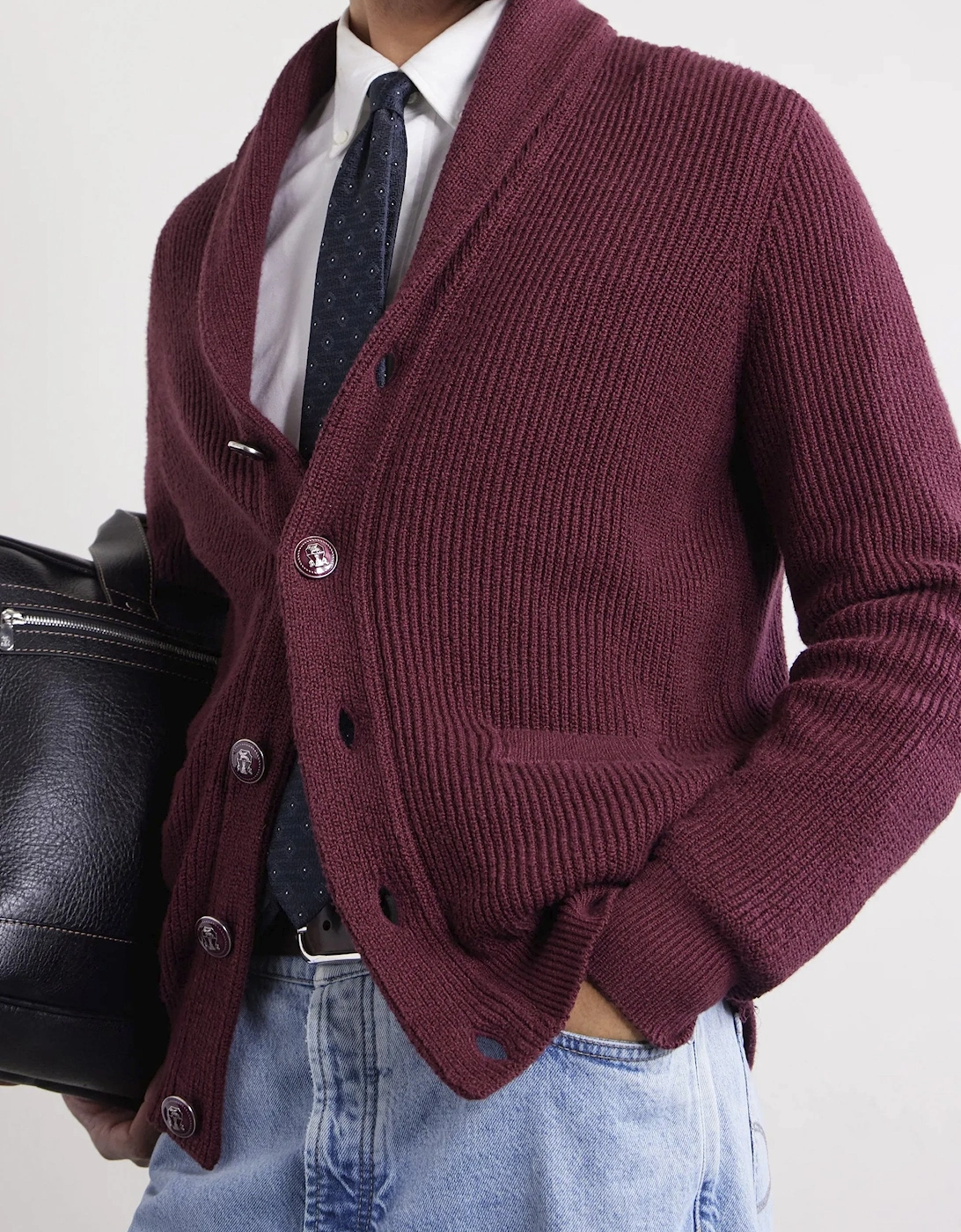 Shawl Neck Cardigan Burgundy