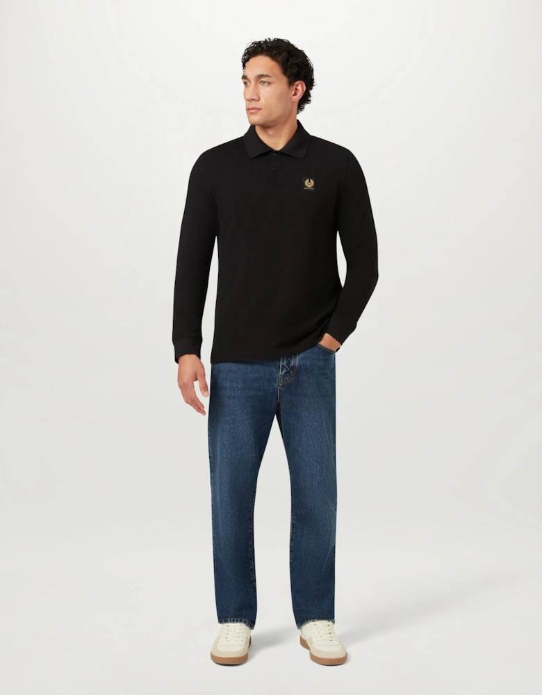 Belstaff Mens Long Sleeved Logo Polo - Black