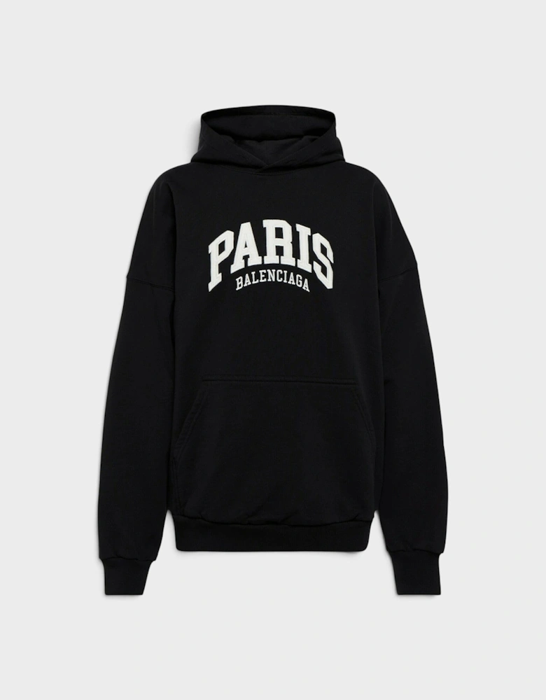 Cities Paris Wide Fit Logo Hoodie Black White