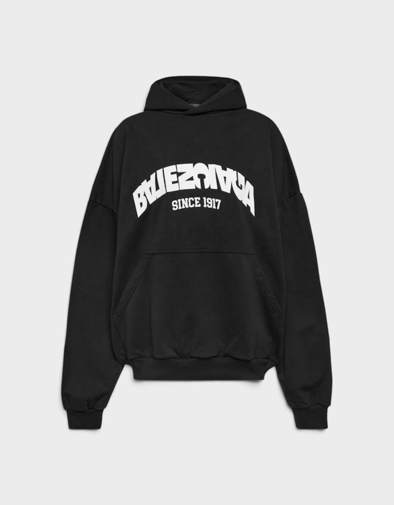 Round Backflip Logo Hoodie Black White