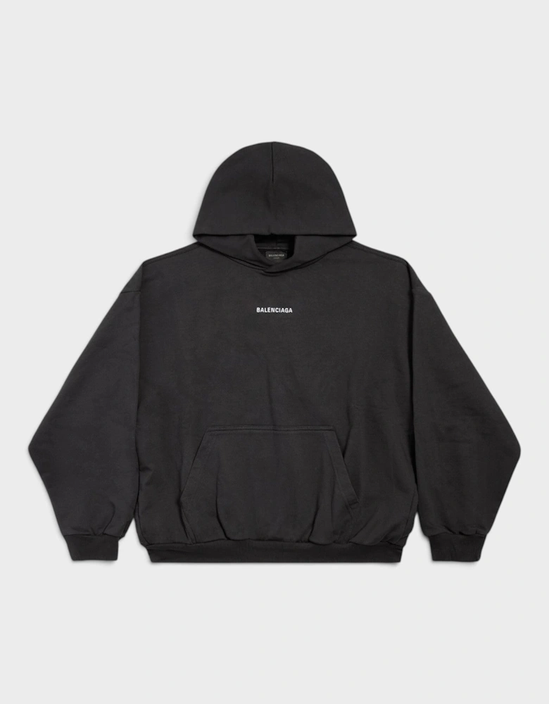 Logo Back Medium Fit Hoodie Black White
