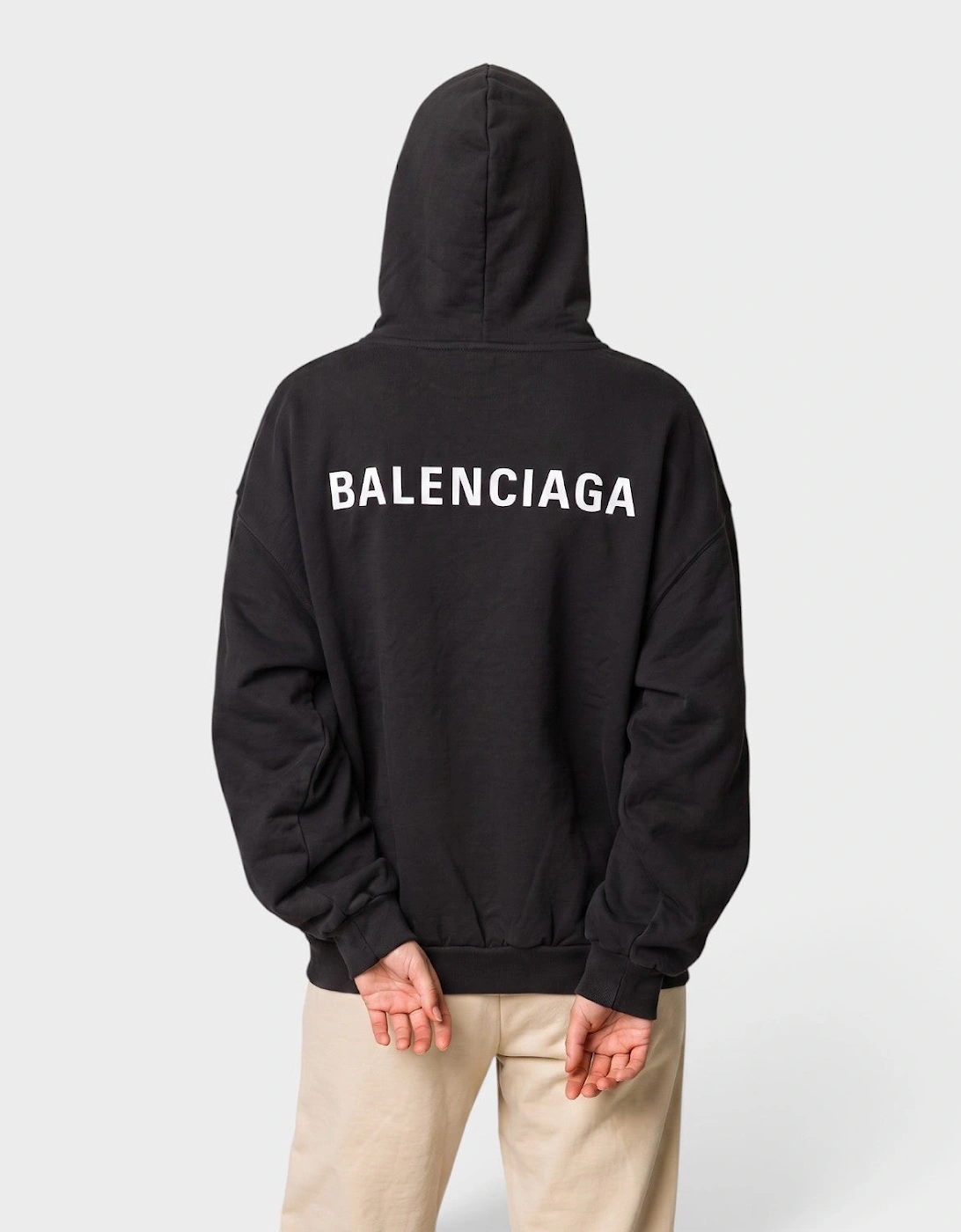 Logo Back Medium Fit Hoodie Black White