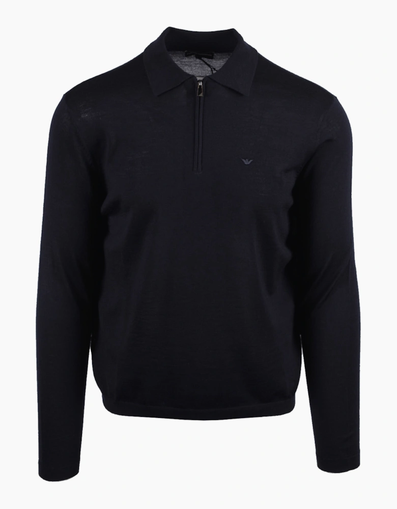 EMPORIO ARMANI ZIP KNITTED POLO NAVY