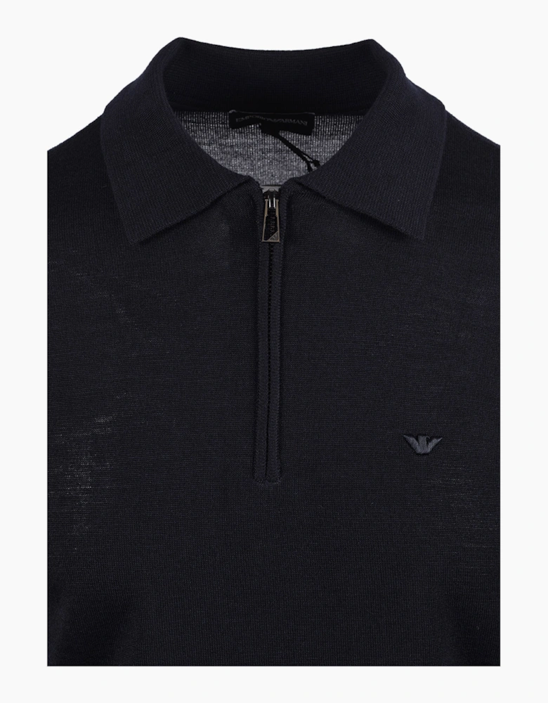 EMPORIO ARMANI ZIP KNITTED POLO NAVY