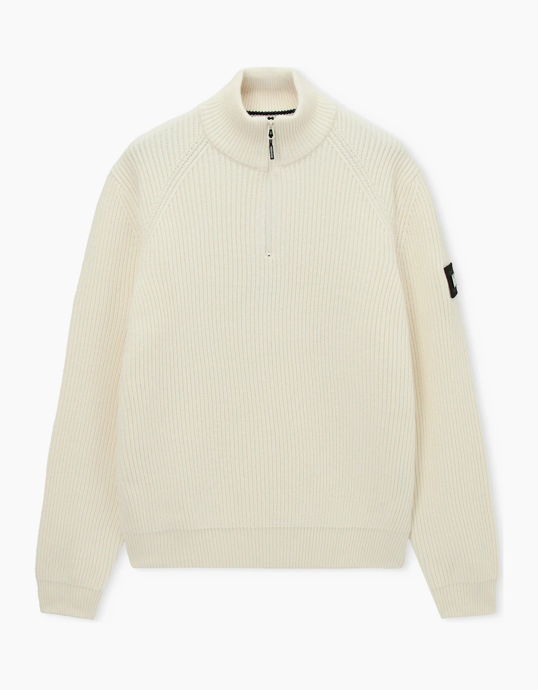 Weekend Offender Snetterton Rib funnel 1/4 zip knit Jumper IVORY