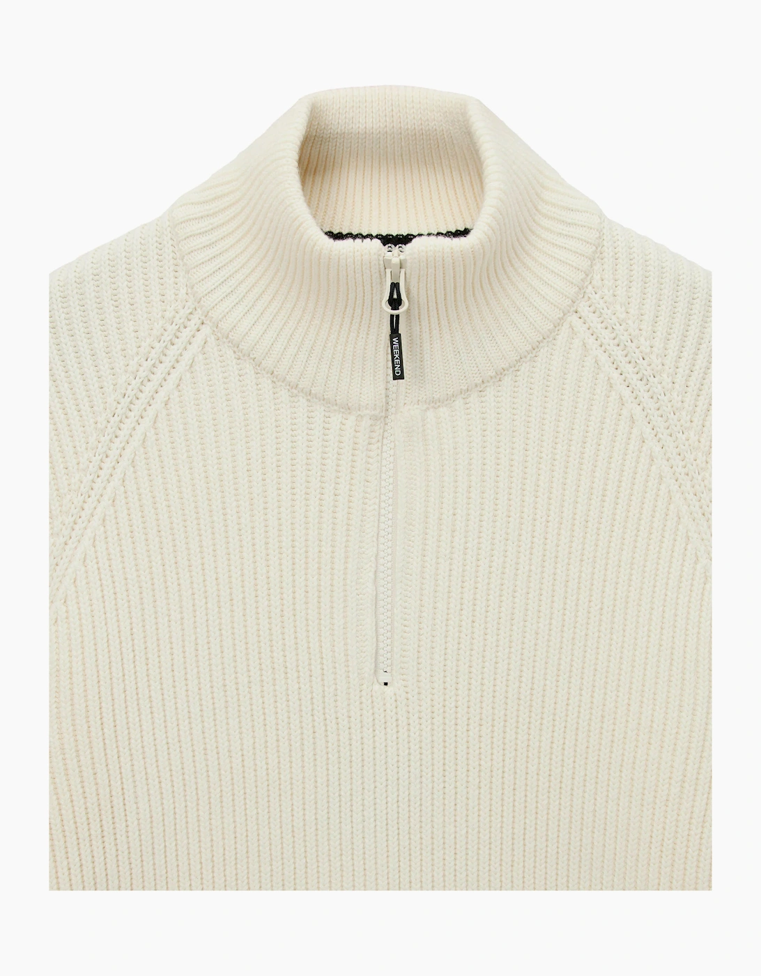 Weekend Offender Snetterton Rib funnel 1/4 zip knit Jumper IVORY