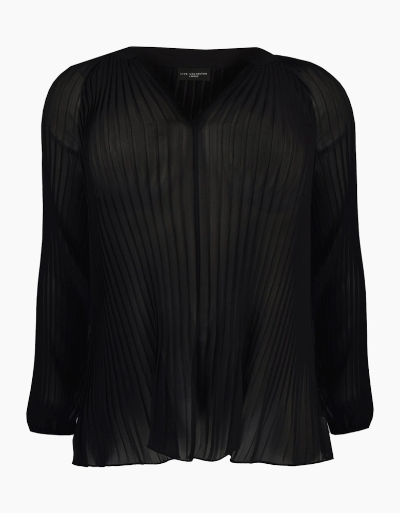 Black Pleated Boho Blouse