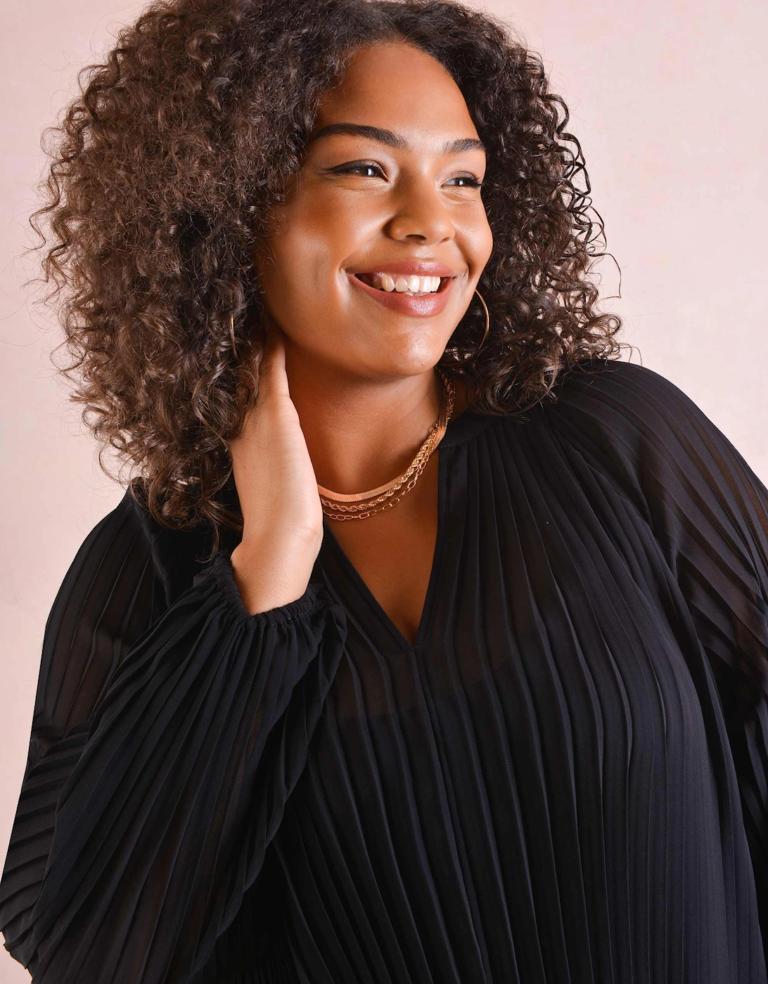 Black Pleated Boho Blouse
