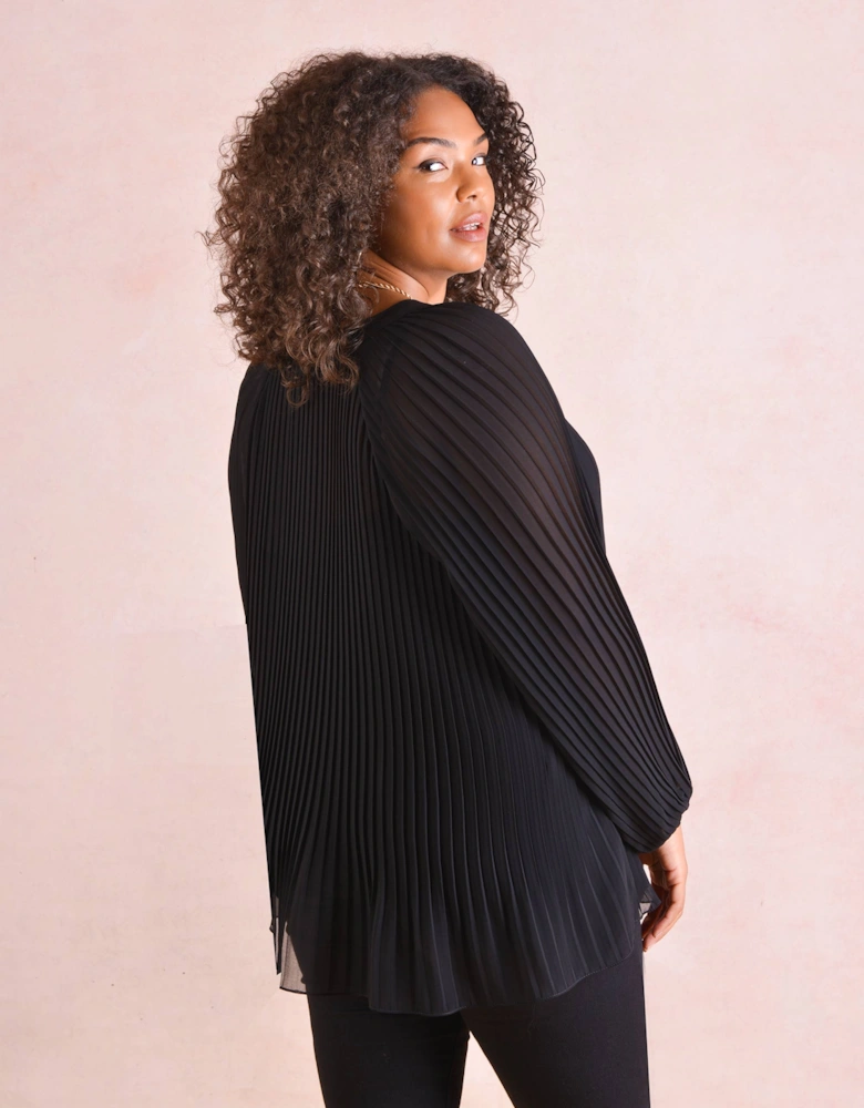 Black Pleated Boho Blouse