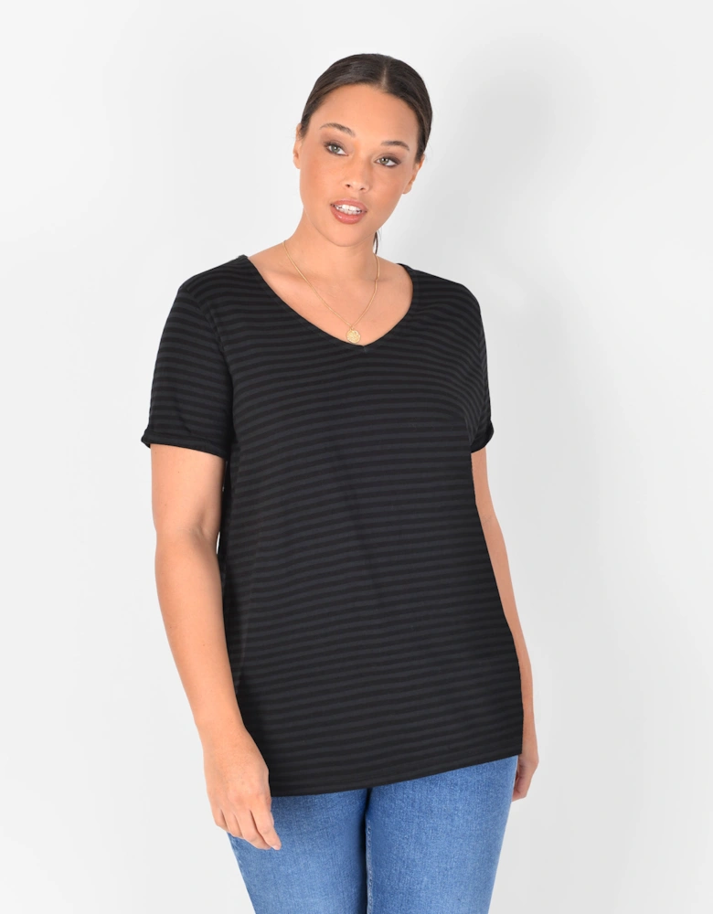 Black and Grey Stripe Jersey Tee