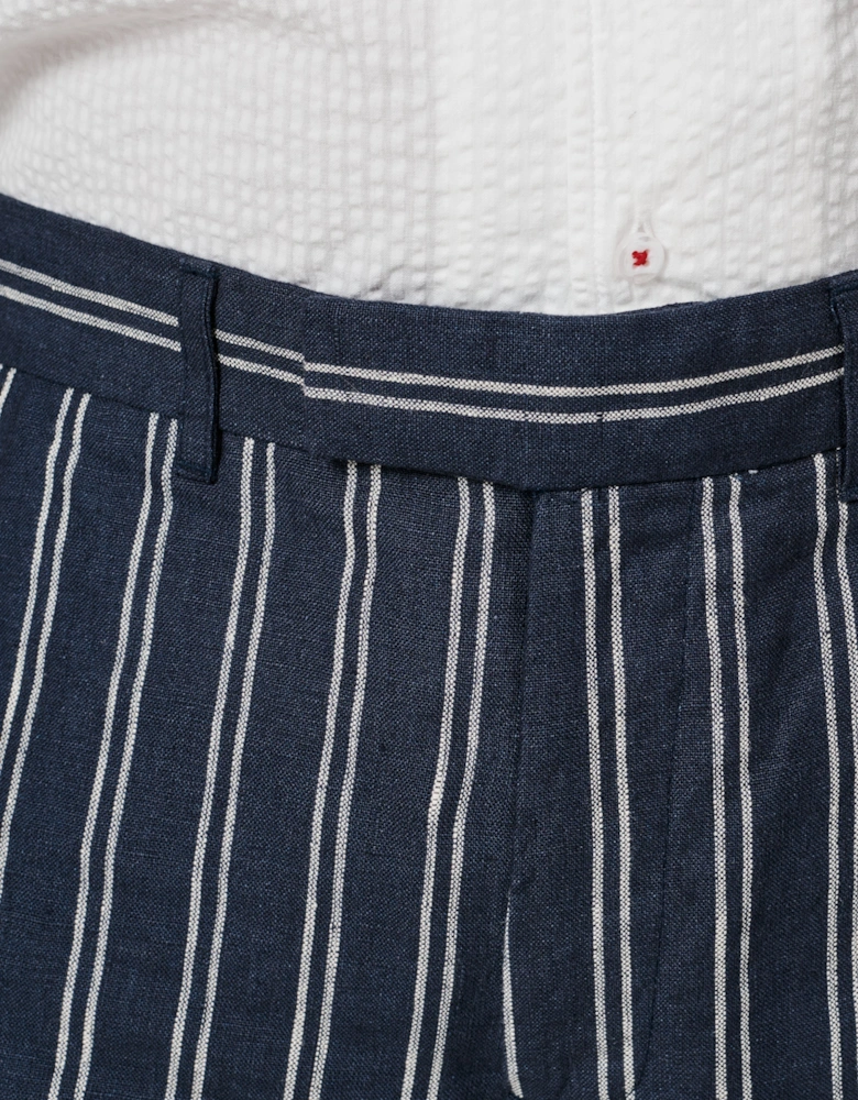 Elwis Linen Stripe Flat Front Short