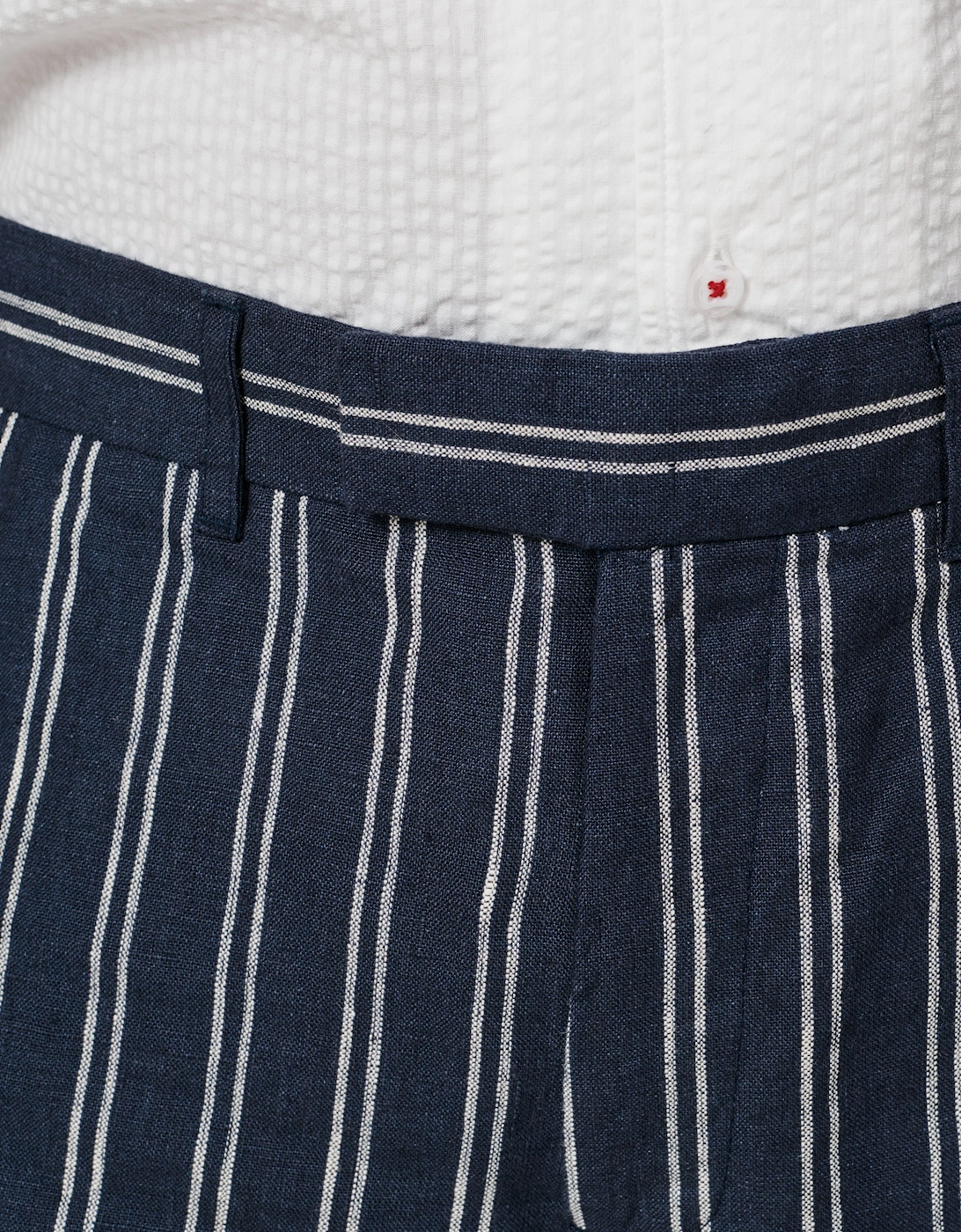Elwis Linen Stripe Flat Front Short