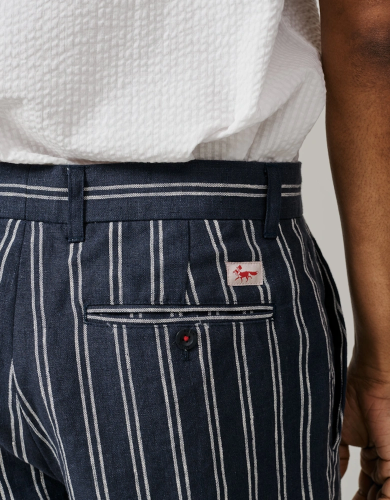 Elwis Linen Stripe Flat Front Short