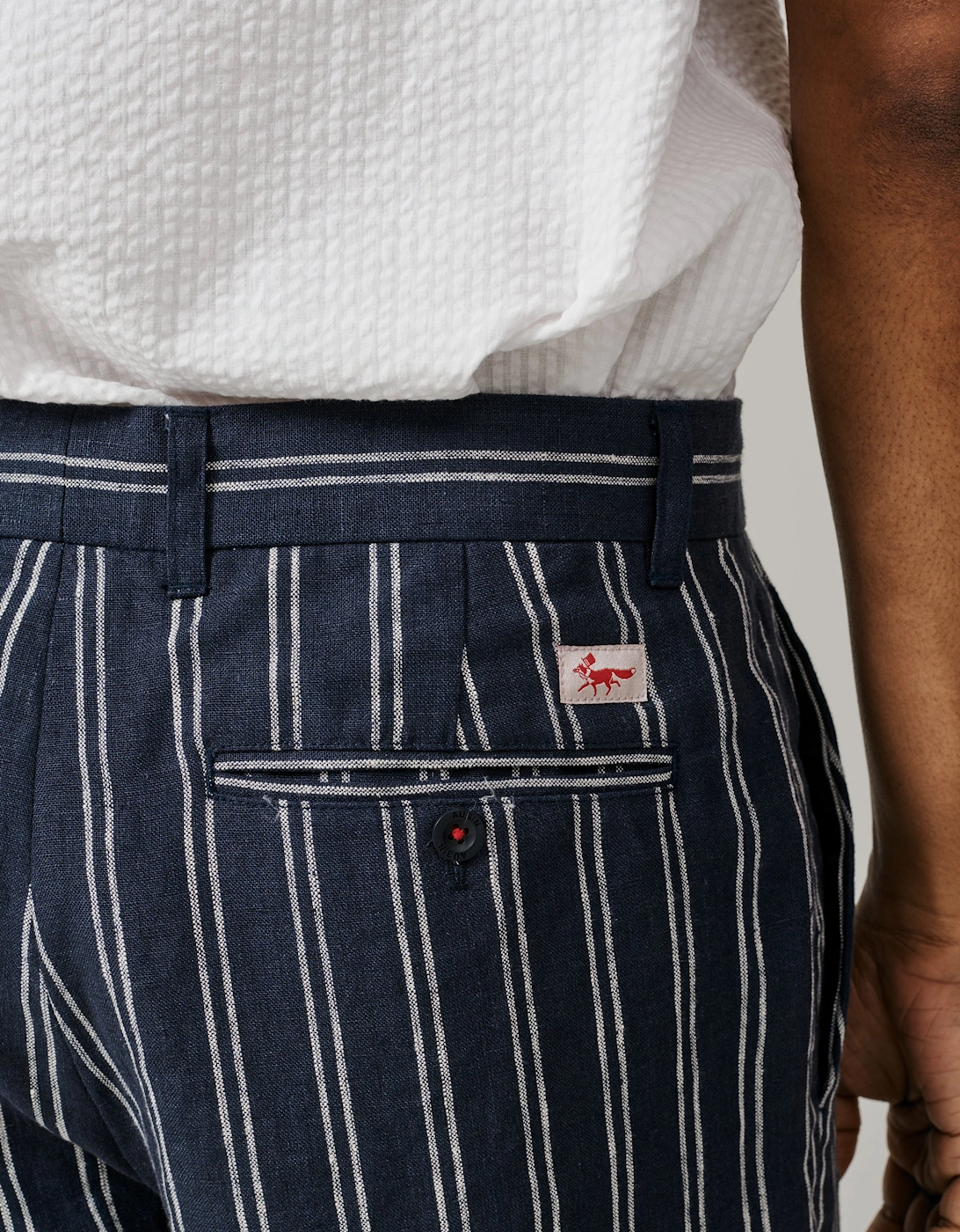 Elwis Linen Stripe Flat Front Short