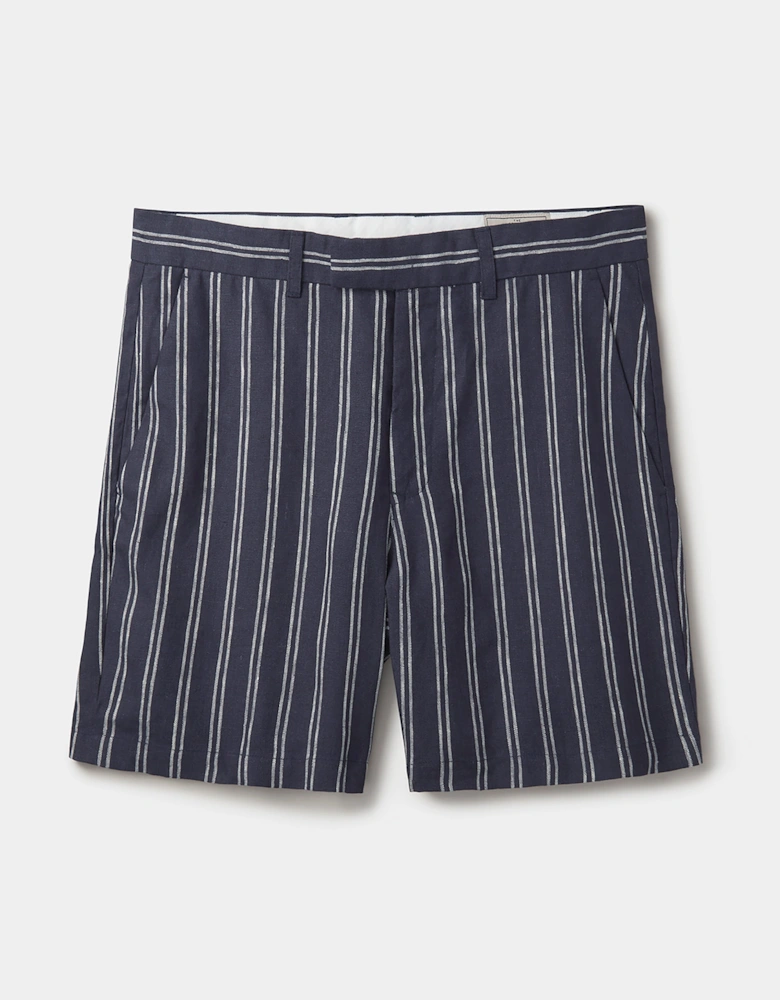 Elwis Linen Stripe Flat Front Short