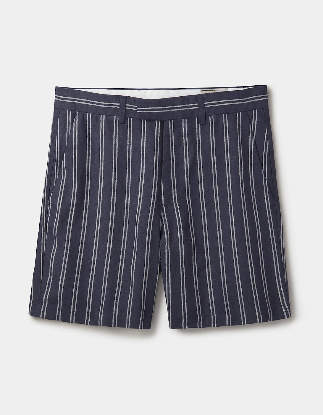 Elwis Linen Stripe Flat Front Short
