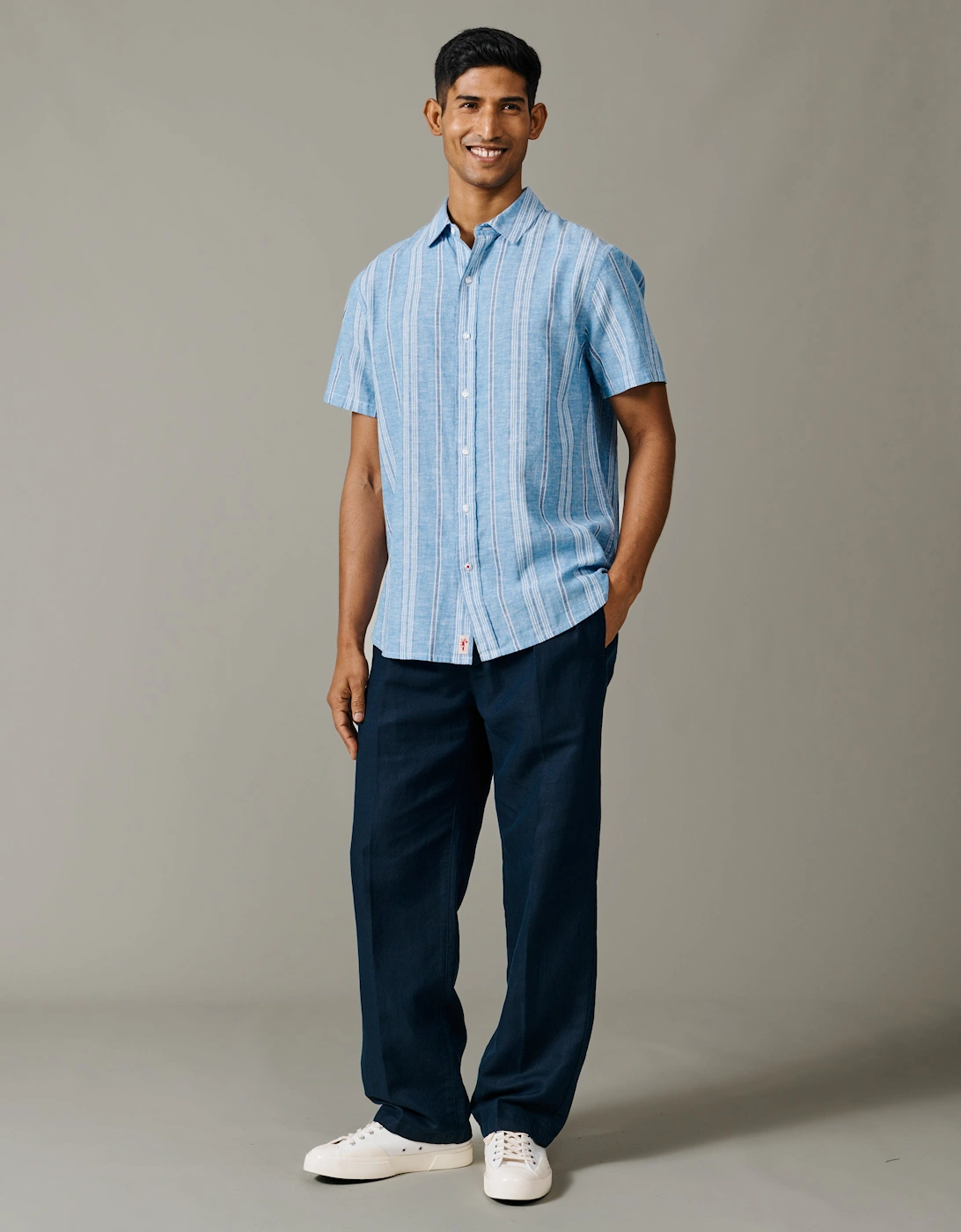 Austin Linen Blend Short Sleeved Shirt
