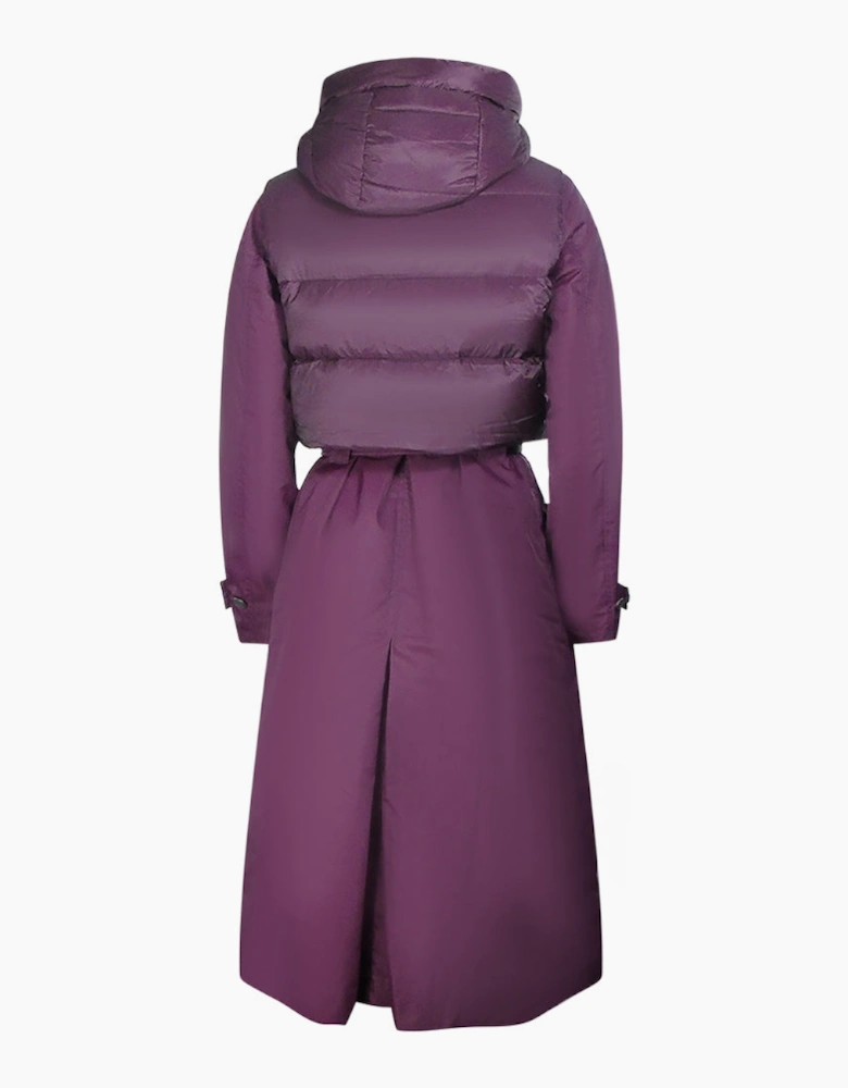 Parajumpers Dawn Purple Hooded Down Trench Coat