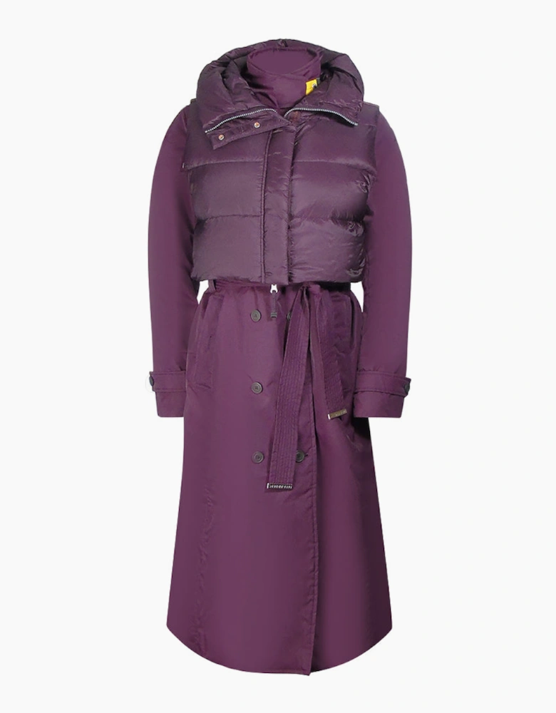 Parajumpers Dawn Purple Hooded Down Trench Coat