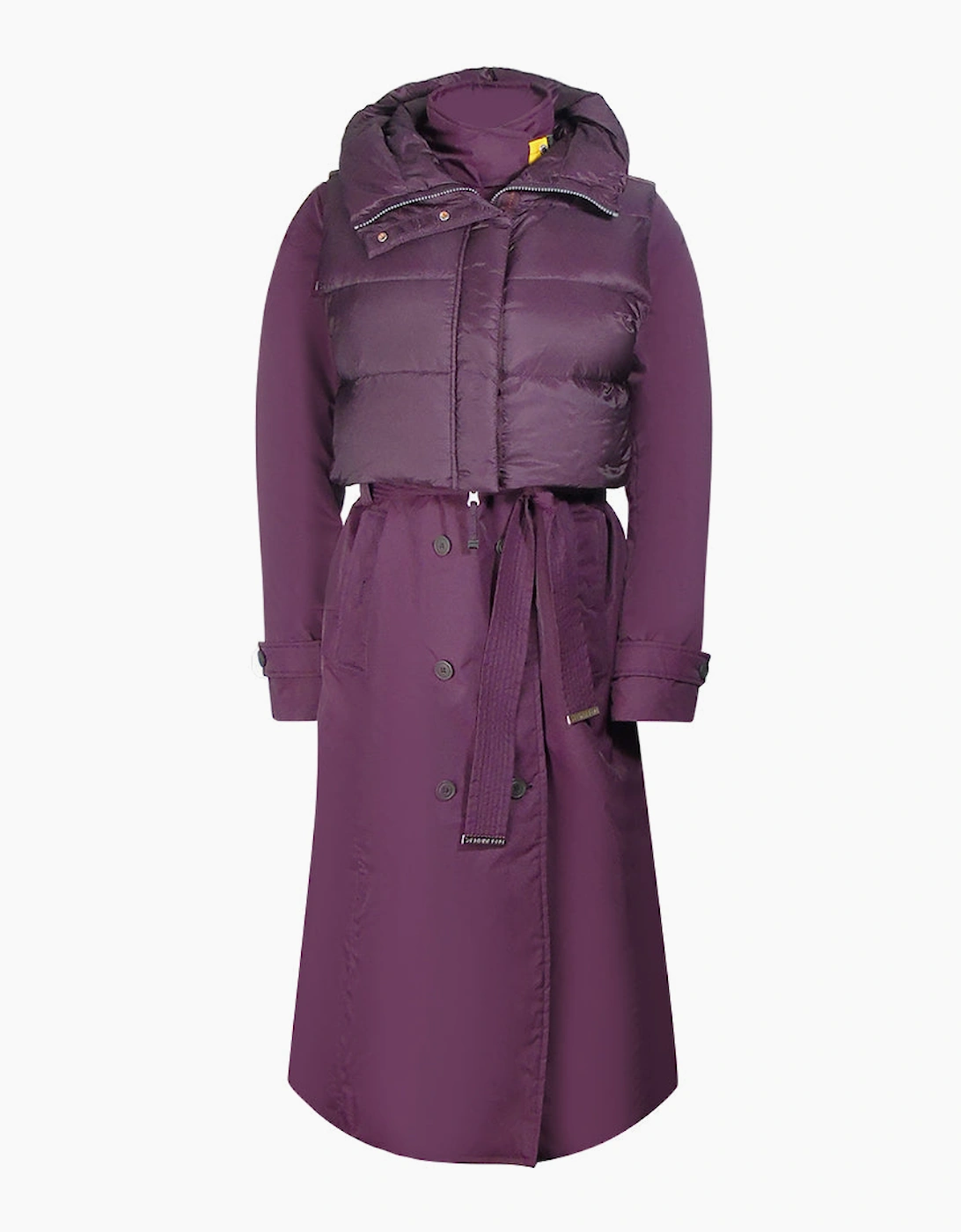 Parajumpers Dawn Purple Hooded Down Trench Coat