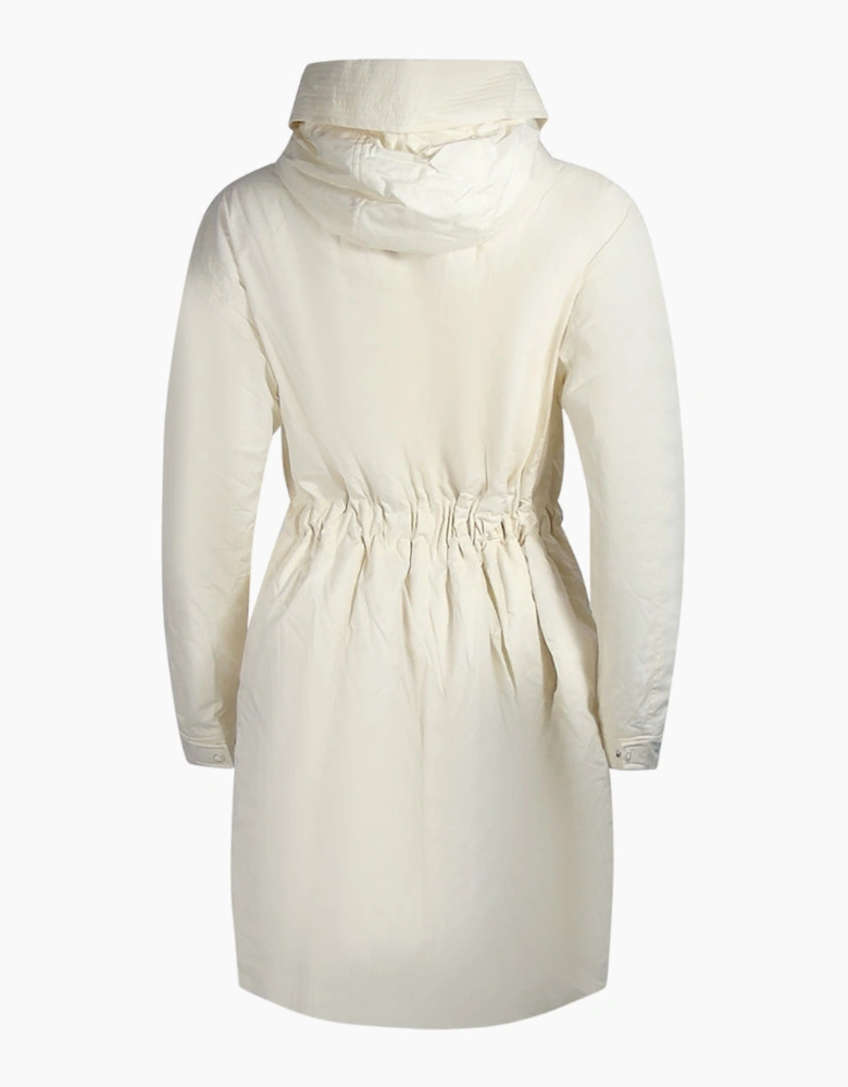Parajumpers Eulalia Moonbeam White Hooded Padded Long Jacket