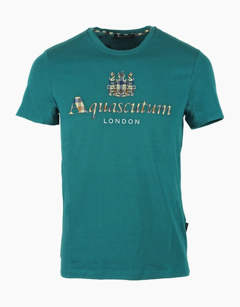Aquascutum Signature Check Logo Green T Shirt