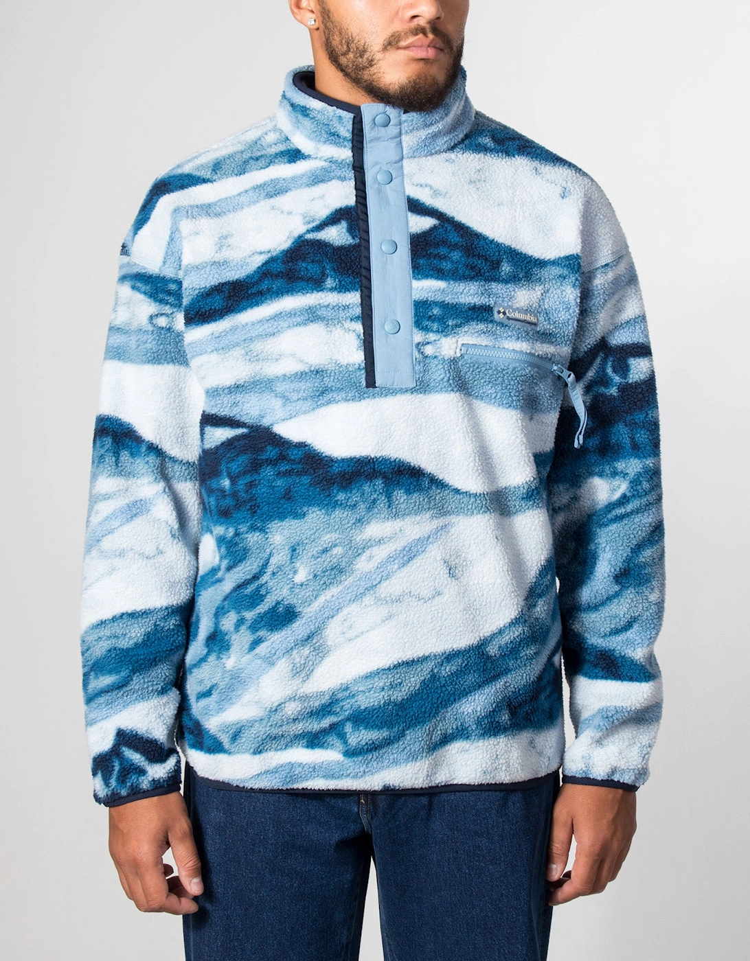 Regular Fit Helvetia II Printed Half Snap Fleece