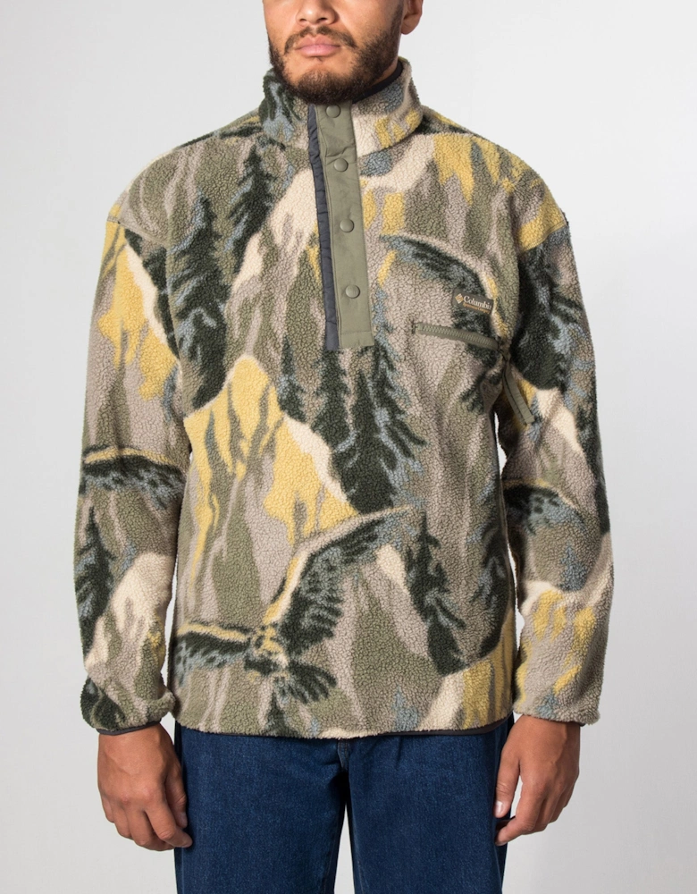 Regular Fit Helvetia II Printed Half Snap Fleece