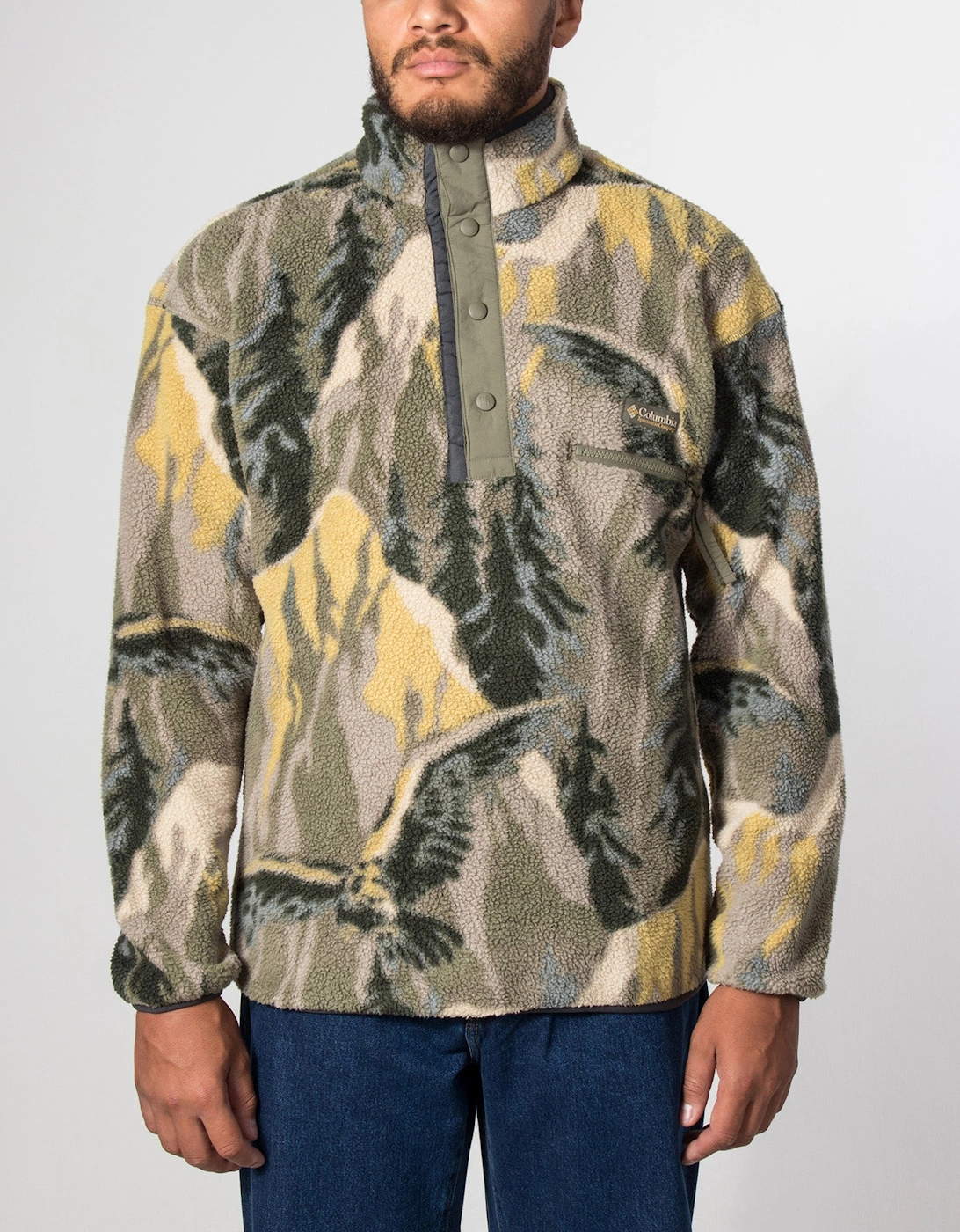 Regular Fit Helvetia II Printed Half Snap Fleece