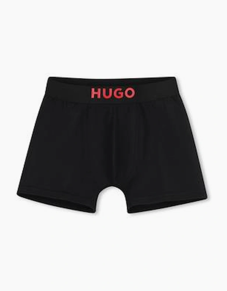 HUGO BOYS BLACK PCK 3 BOXER SHORTS G01348