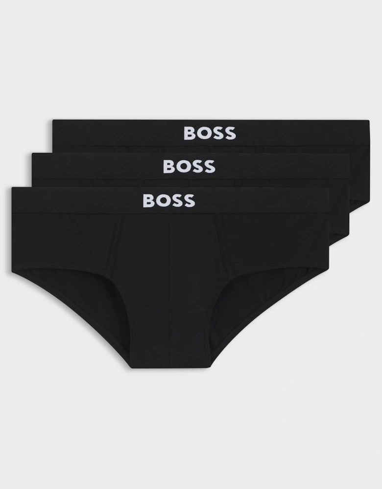 BOSS Orange Three-Pack Low-Rise Briefs in Stretch Cotton - Black 001