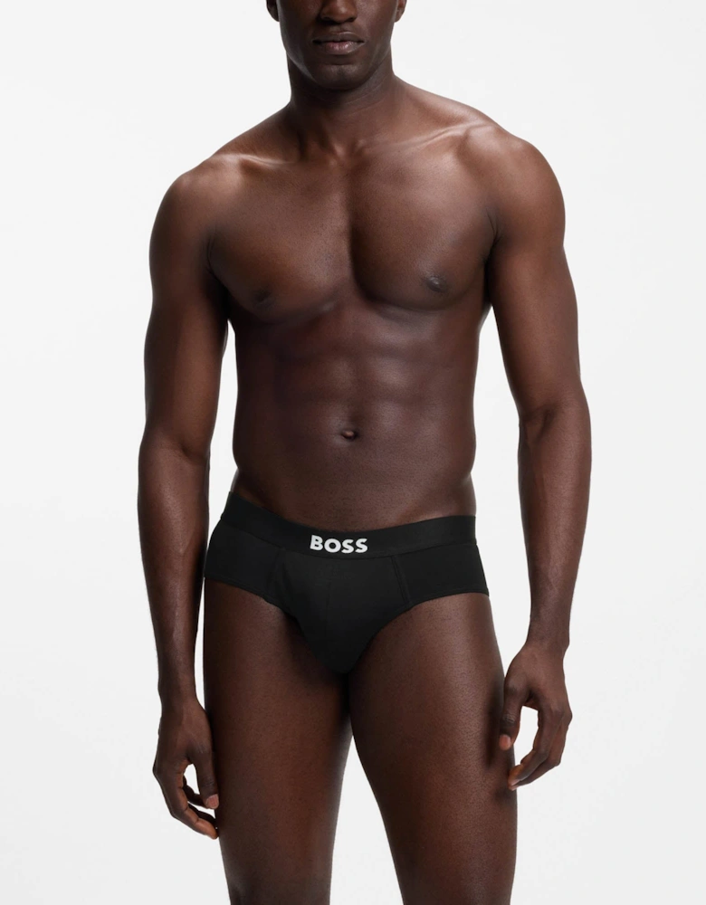 BOSS Orange Three-Pack Low-Rise Briefs in Stretch Cotton - Black 001