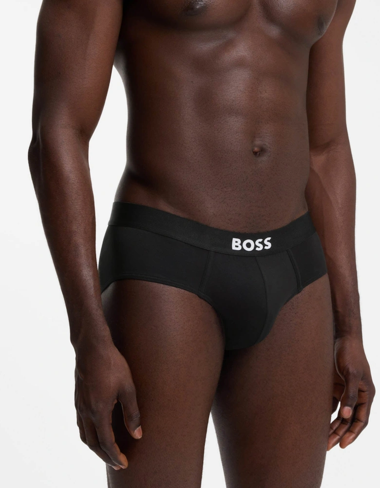 BOSS Orange Three-Pack Low-Rise Briefs in Stretch Cotton - Black 001