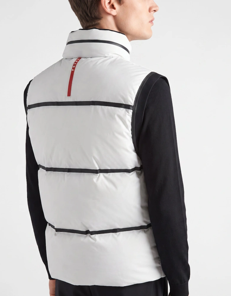 Prada Linea Rossa Technical Down Fabric Gilet Chalk White