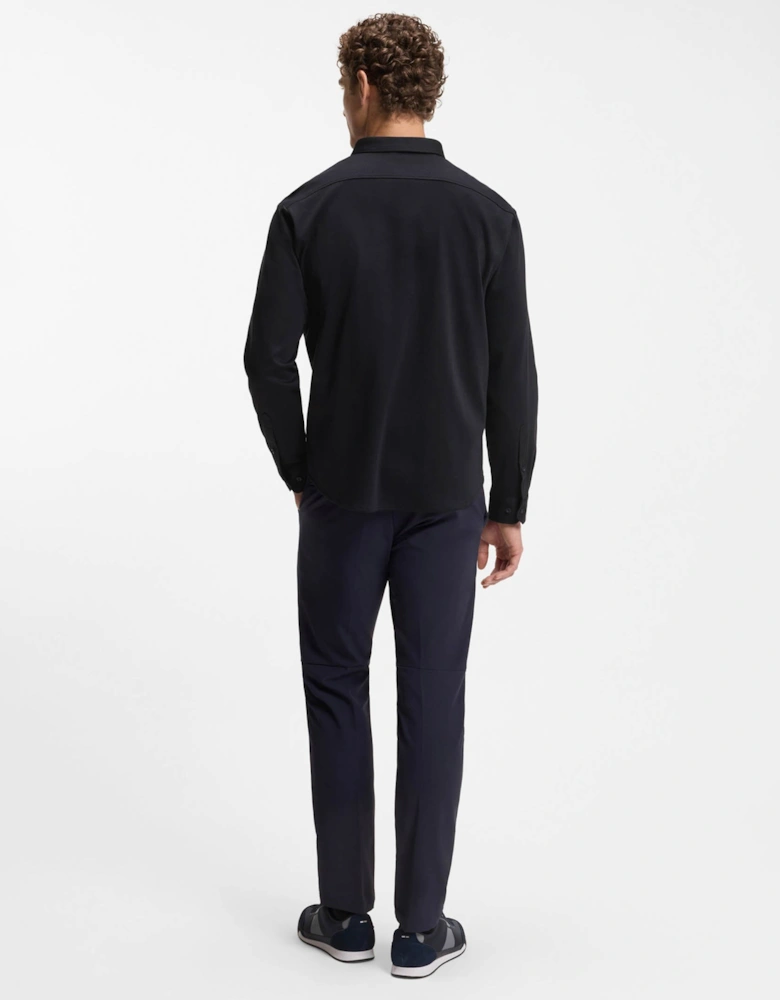 BOSS Green ST Motion Mens Long Sleeve shirt in cotton jersey with natural stretch - Dark Blue 402