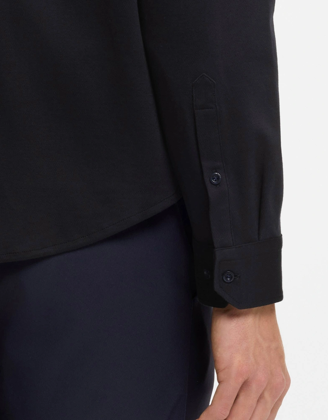 BOSS Green ST Motion Mens Long Sleeve shirt in cotton jersey with natural stretch - Dark Blue 402