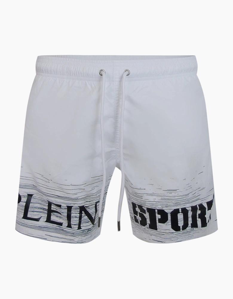 Plein Sport Shade Logo Medium Boardshort White Swim Shorts