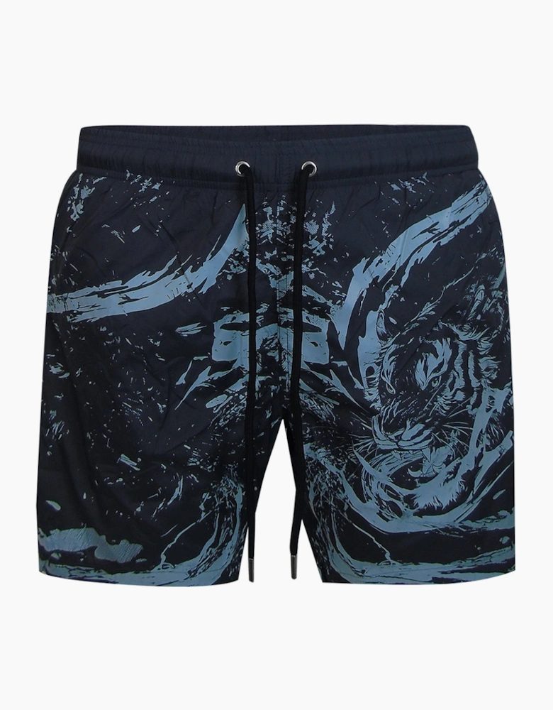 Plein Sport Water Tiger Logo Medium Boardshort Dark Grey Swim Shorts
