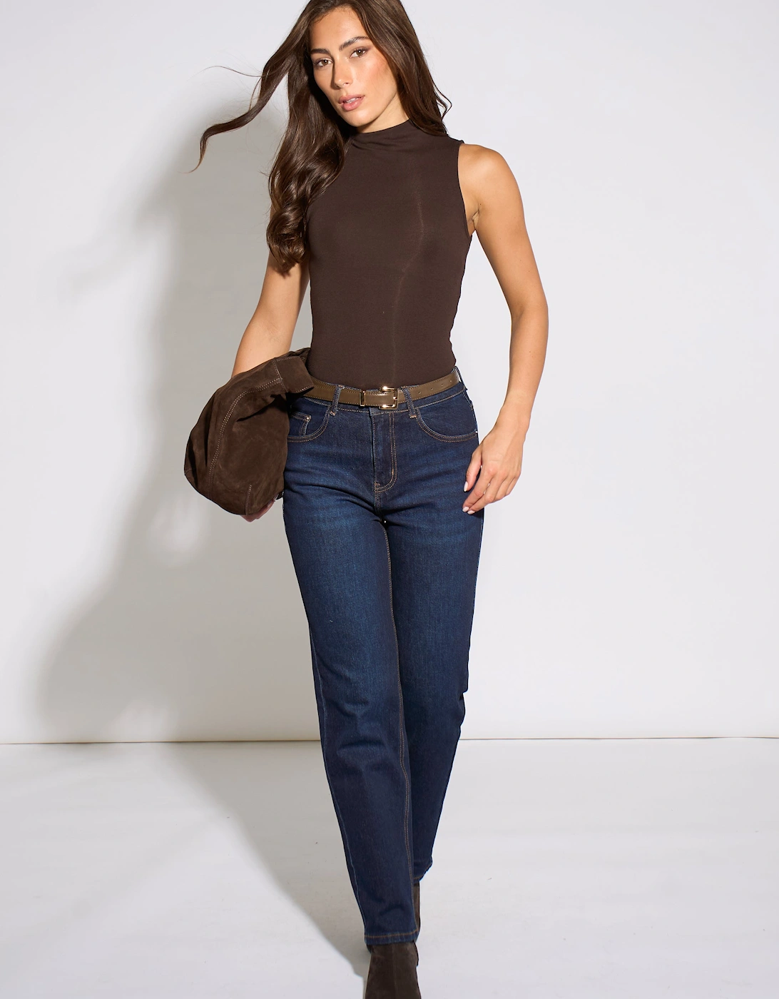 Gini London Women's Navy Indigo Mid Rise Straight Leg Jeans - Size UK 12 / Us 8 / Eu 40