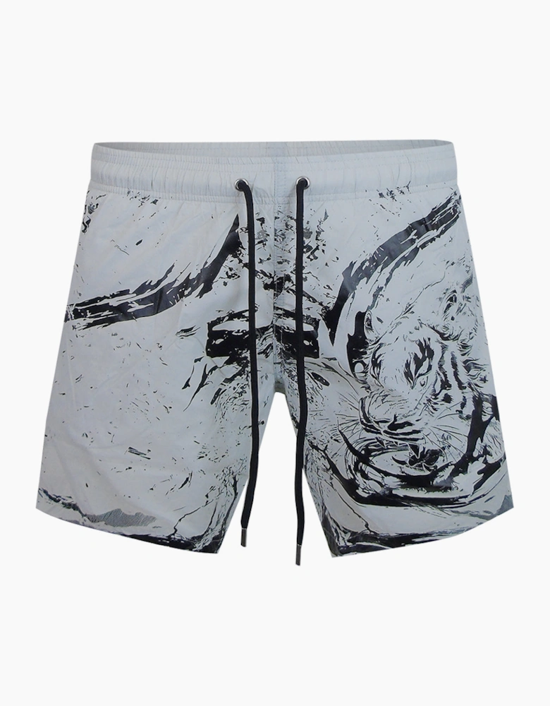 Plein Sport Water Tiger Logo Medium Boardshort Grey Swim Shorts