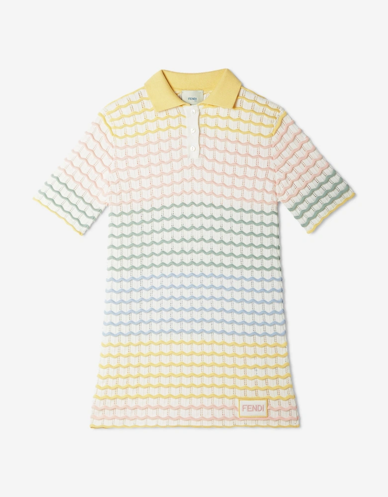 Fendi Girls Wave Knit Polo Dress in Multicolour