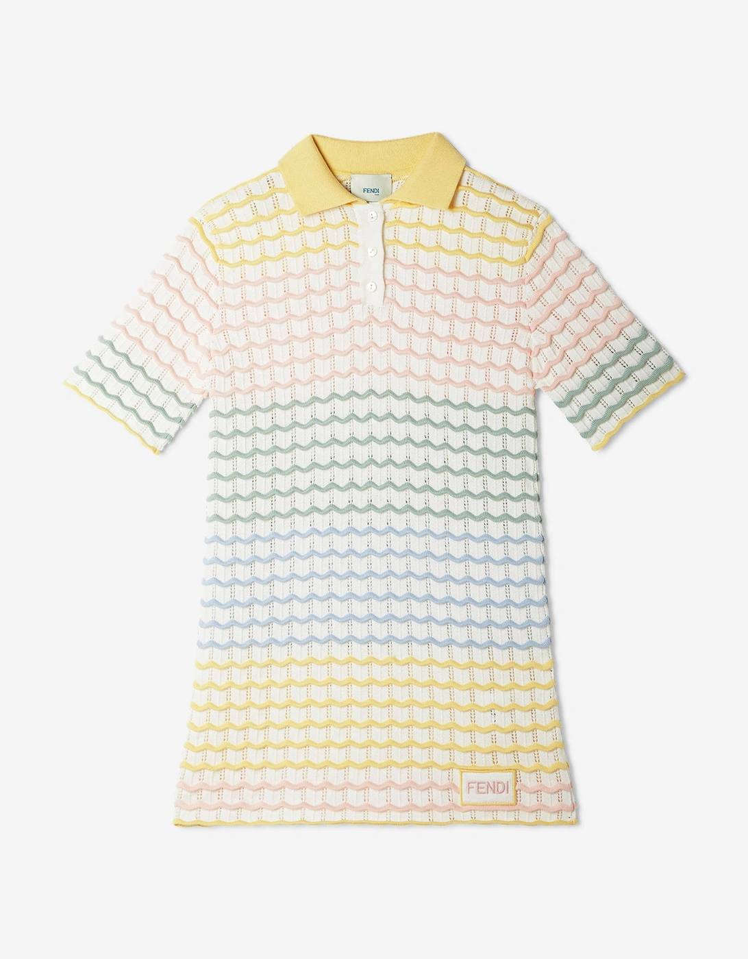 Fendi Girls Wave Knit Polo Dress in Multicolour