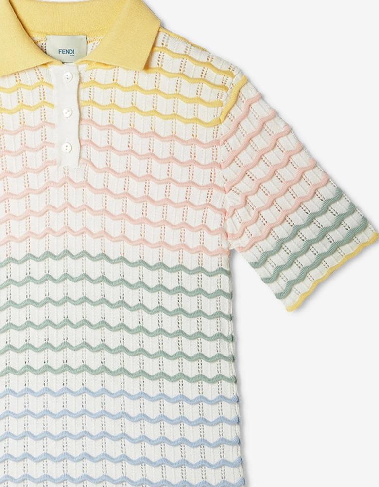 Fendi Girls Wave Knit Polo Dress in Multicolour