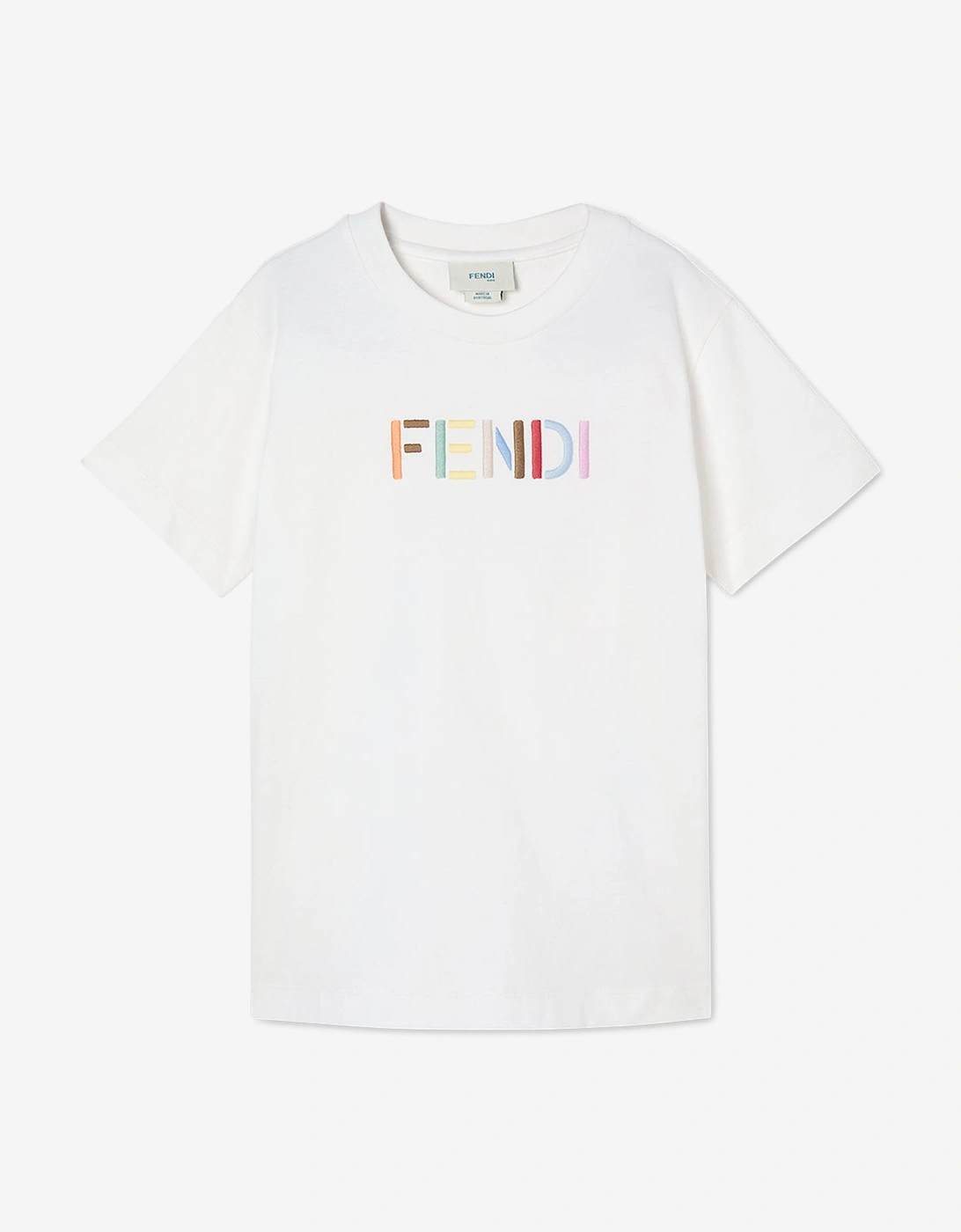 Fendi Girls Multi  Logo T-Shirt  Ivory - Size 12 Years Kids