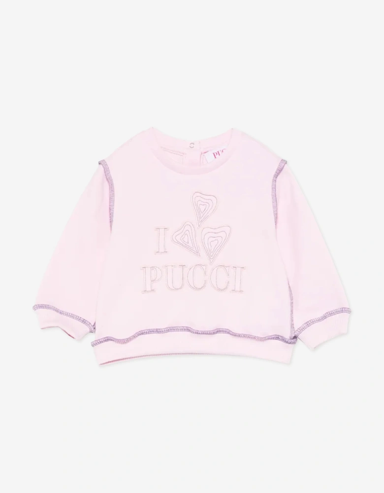 PUCCI Baby Girls Logo Sweatshirt in Pink