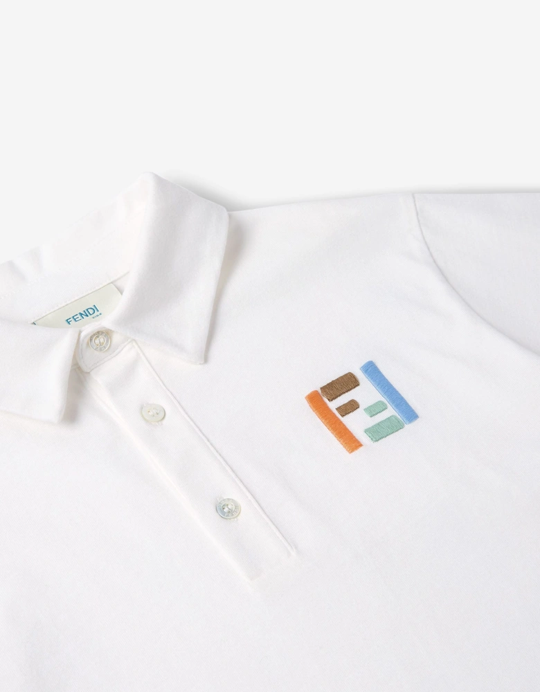 Fendi Boys FF Logo Polo Shirt in White