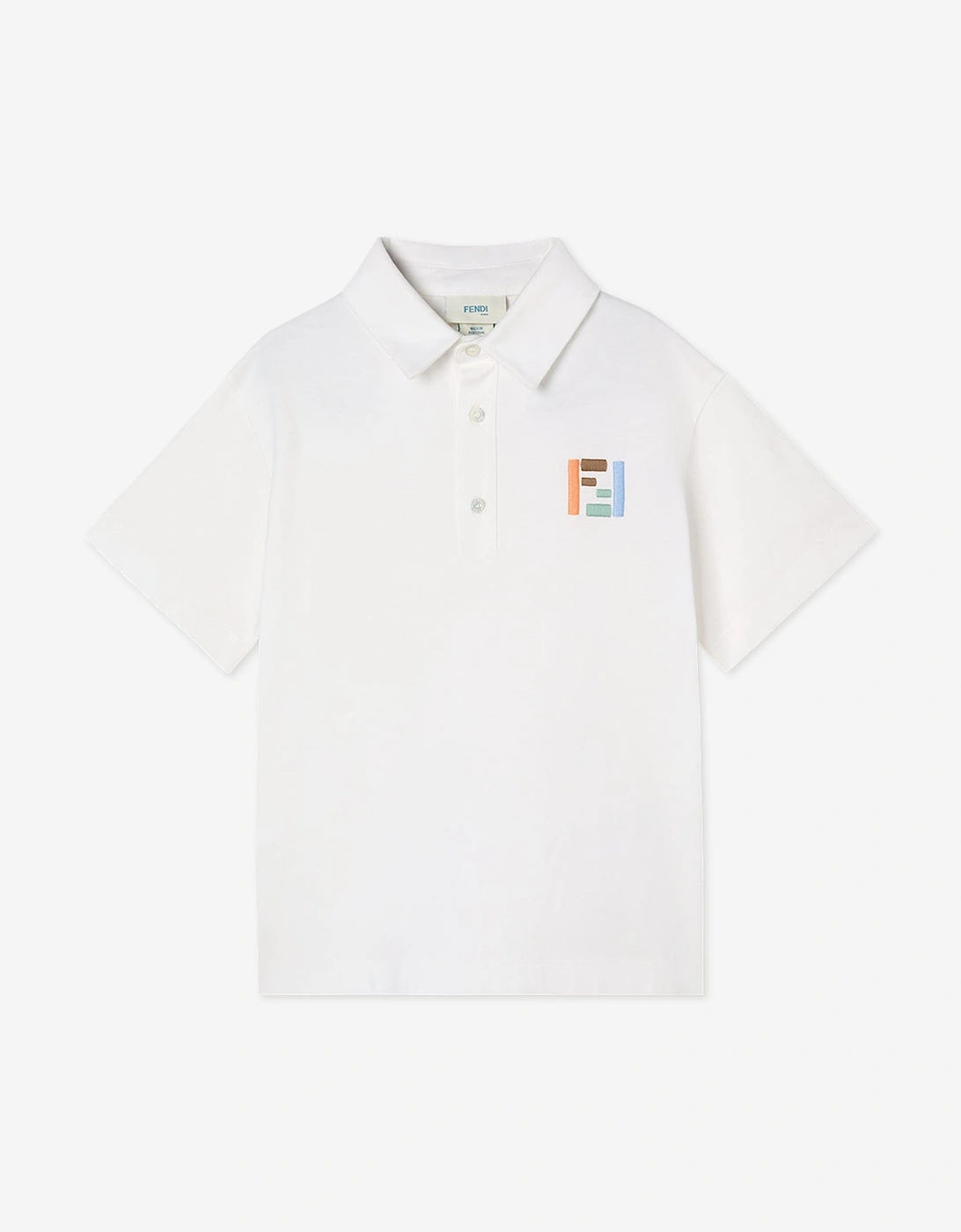 Fendi Boys Multi  Ff Logo Polo Shirt  Ivory - Size 7 Years Kids